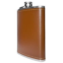 Brown Soft Touch Leather Wrap Outdoor Adventure Flask 304 Stainless Steel - Leak Proof - Liquor Hip Flask - Includes Bonus Funnel (8 ounce capacity)