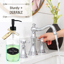 16 Ounce - Premium Stainless Steel, Liquid Hand Soap Pump or Lotion Dispenser - Vintage Inspired, Boston Round Glass Bottle - Waterproof Chalk Labels Included (16 Oz, Rust Proof Farmhouse Black)